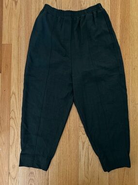 ODEEH green Elastic Waist Tapered Pants